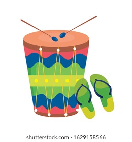 flip flops pair with drum isolated icon vector illustration design