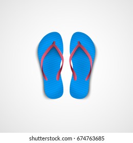 Flip flops pair realistic. Vector illustration. Isolated on white.