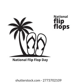 Flip flops and palm tree silhouette national flip flop day logo