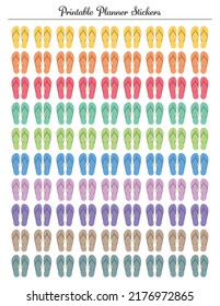 Flip flops. Printable planner colored stickers.