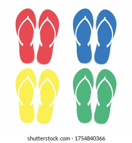 Flip flops. Red, Blue, Yellow, and Green colors