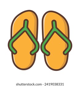 Flip flops sandal beach wear flat vector icon
