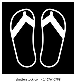 Flip flops, sandals. Icon.
Open summer shoes-flat, black and white image.