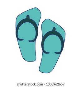 Flip flops sandals isolated blue lines