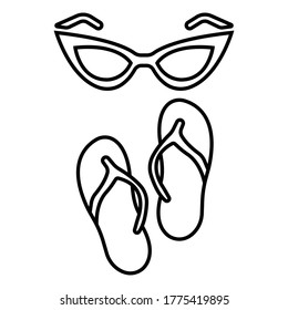 flip flops sandals and sunglasses summer accessories icon