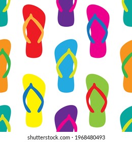 Flip flops seamless pattern on white background. Vector illustration.