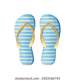 Flip flops for seaside vacation, watercolor vector illustration