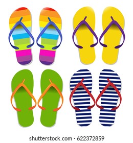 Flip Flops Set Gradient Mesh, Vector Illustration