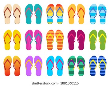 Flip flops set vector design illustration isolated on white background