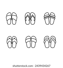 Flip flops set vector design illustration isolated on white background. Hand drawn.