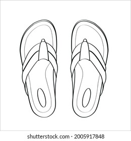 Flip flops shoes, sketch, icon or logo isolated sign symbol vector illustration