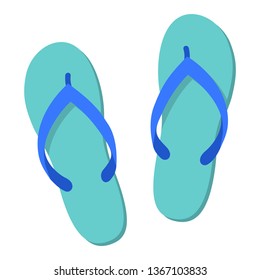 Flip flops sign. Summertime vacation attribute. Symbol of summer. Icon flip flops isolated on white background. Vector illustration