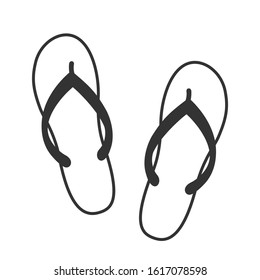 Flip flops sign. Summertime vacation attribute. Symbol of summer. Icon flip flops isolated on white background. Vector illustration