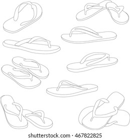 Flip flops, silhouette. Vector illustration.