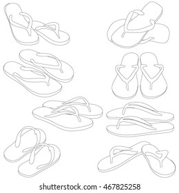 Flip flops, silhouette. Vector illustration.