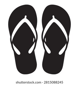 Flip flops silhouette vector, Summer beach sandals illustration, Casual slippers flat icon