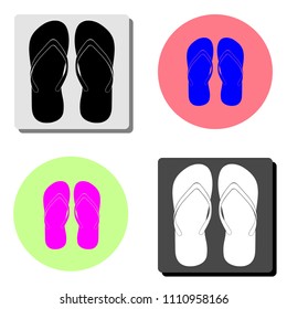 Flip Flops. simple flat vector icon illustration on four different color backgrounds