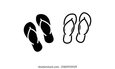 Flip Flops Slippers symbol, black isolated silhouette