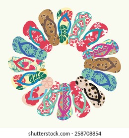 Flip Flops and Slippers  Vector round pattern- Illustration