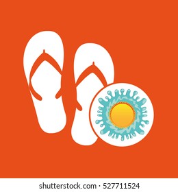 flip flops summer vacation sun splashes label vector illustration eps 10