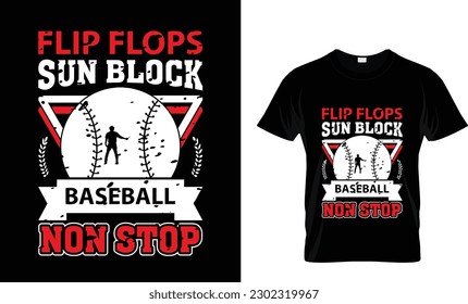   Flip-Flops-Sonnenblock Baseball-Non-Stopp-Grafik für T-Shirt, Baseball-Grafik
