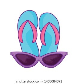 flip flops with sunglasses isolated icon