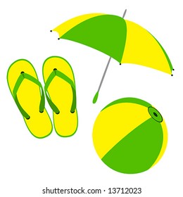 Flip flops, umbrella and ball 2