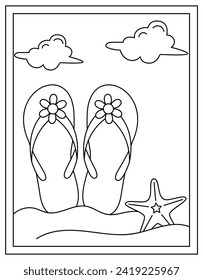 Flip flops vector, colouring page design