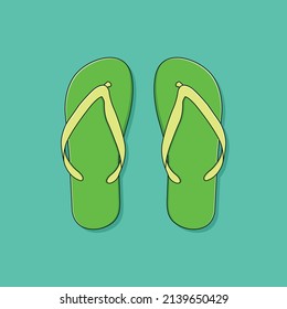 Flip Flops Vector Icon Illustration. Sandals Shoes Vector. Flat Cartoon Style Suitable for Web Landing Page, Banner, Flyer, Sticker, Wallpaper, Background