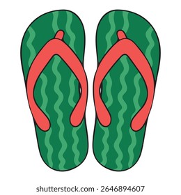 Flip Flops. Flip Flops Vector Illustration. Summer Footwear. Summer Beach Footwear, Sandal Isolated. Flat Design Summer Casual Shoes Vector. Cute Rubber Sandals in Flat Style for Summer Design

