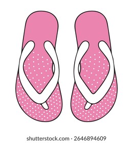 Flip Flops. Flip Flops Vector Illustration. Summer Footwear. Summer Beach Footwear, Sandal Isolated. Flat Design Summer Casual Shoes Vector. Cute Rubber Sandals in Flat Style for Summer Design
