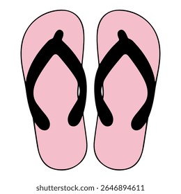 Flip Flops. Flip Flops Vector Illustration. Summer Footwear. Summer Beach Footwear, Sandal Isolated. Flat Design Summer Casual Shoes Vector. Cute Rubber Sandals in Flat Style for Summer Design

