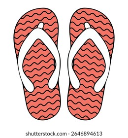 Flip Flops. Flip Flops Vector Illustration. Summer Footwear. Summer Beach Footwear, Sandal Isolated. Flat Design Summer Casual Shoes Vector. Cute Rubber Sandals in Flat Style for Summer Design
