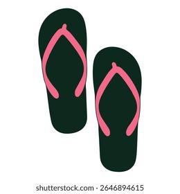 Flip Flops. Flip Flops Vector Illustration. Summer Footwear. Summer Beach Footwear, Sandal Isolated. Flat Design Summer Casual Shoes Vector. Cute Rubber Sandals in Flat Style for Summer Design
