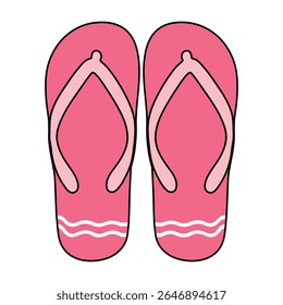 Flip Flops. Flip Flops Vector Illustration. Summer Footwear. Summer Beach Footwear, Sandal Isolated. Flat Design Summer Casual Shoes Vector. Cute Rubber Sandals in Flat Style for Summer Design
