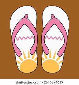 Flip Flops. Flip Flops Vector Illustration. Summer Footwear. Summer Beach Footwear, Sandal Isolated. Flat Design Summer Casual Shoes Vector. Cute Rubber Sandals in Flat Style for Summer Design
