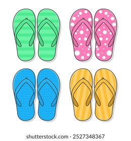 Flip flops vetorial ilustrações. chinelos de verão coloridos. calçado de verão