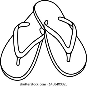Flip flops. Vector outline icon isolated on white background.