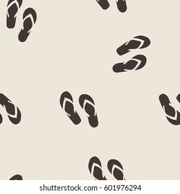 flip flops. Vector seamless pattern on gray background. Marine theme.