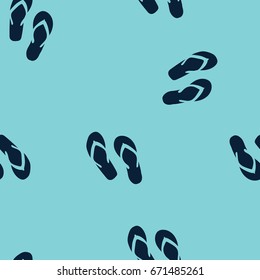 flip flops. Vector seamless pattern on gray background. Marine theme.