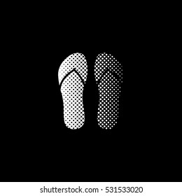 flip flops - white vector icon ; halftone illustration