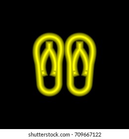 Flip flops yellow glowing neon ui ux icon. Glowing sign logo vector