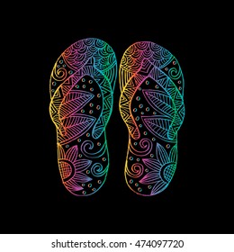 Flip flops. Zentangle style.
