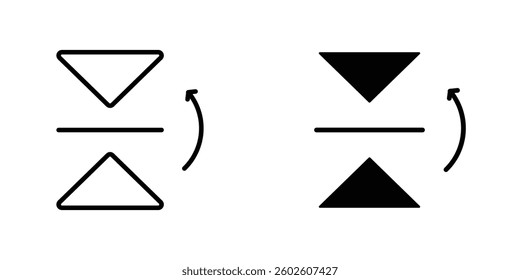Flip horizontal flat Icons in line outline and flat solid style on white background
