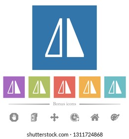 Flip horizontal flat white icons in square backgrounds. 6 bonus icons included.
