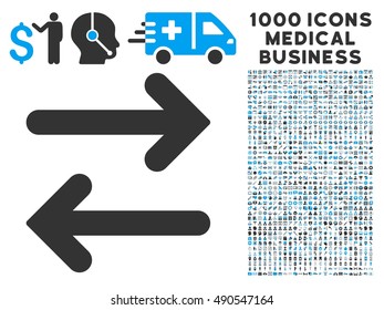 Flip Horizontal icon with 1000 medical commercial gray and blue vector pictographs. Set style is flat bicolor symbols, white background.