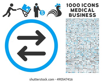 Flip Horizontal icon with 1000 medical commerce gray and blue vector pictographs. Clipart style is flat bicolor symbols, white background.