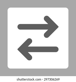 Flip Horizontal icon from Primitive Buttons OverColor Set. This rounded square flat button is drawn with dark gray and white colors on a silver background.