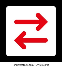 Flip Horizontal icon from Primitive Buttons OverColor Set. This rounded square flat button is drawn with red and white colors on a black background.