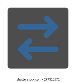 Flip Horizontal icon from Primitive Buttons OverColor Set. This rounded square flat button is drawn with cobalt and gray colors on a white background.